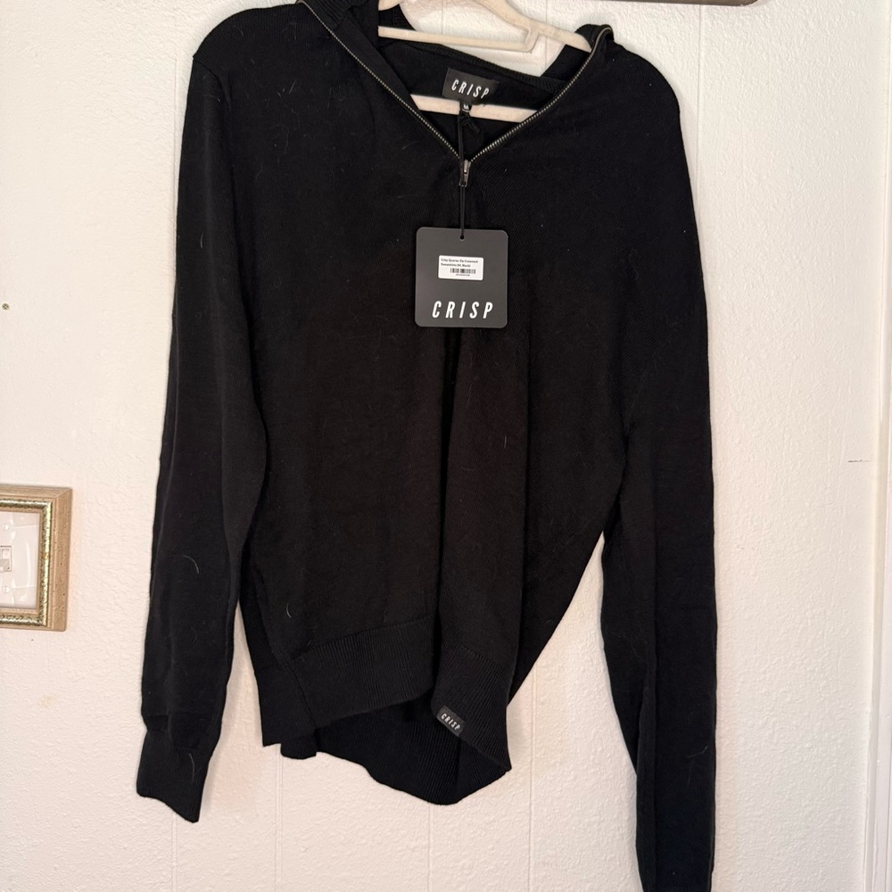 NWT CRISP Black Half-Zip Knit Hoodie - Size M